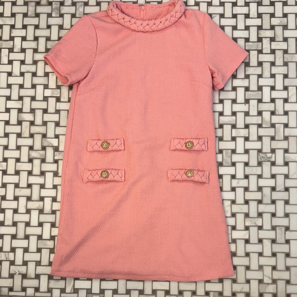 Adorable Pink Short Sleeve Women's Dress